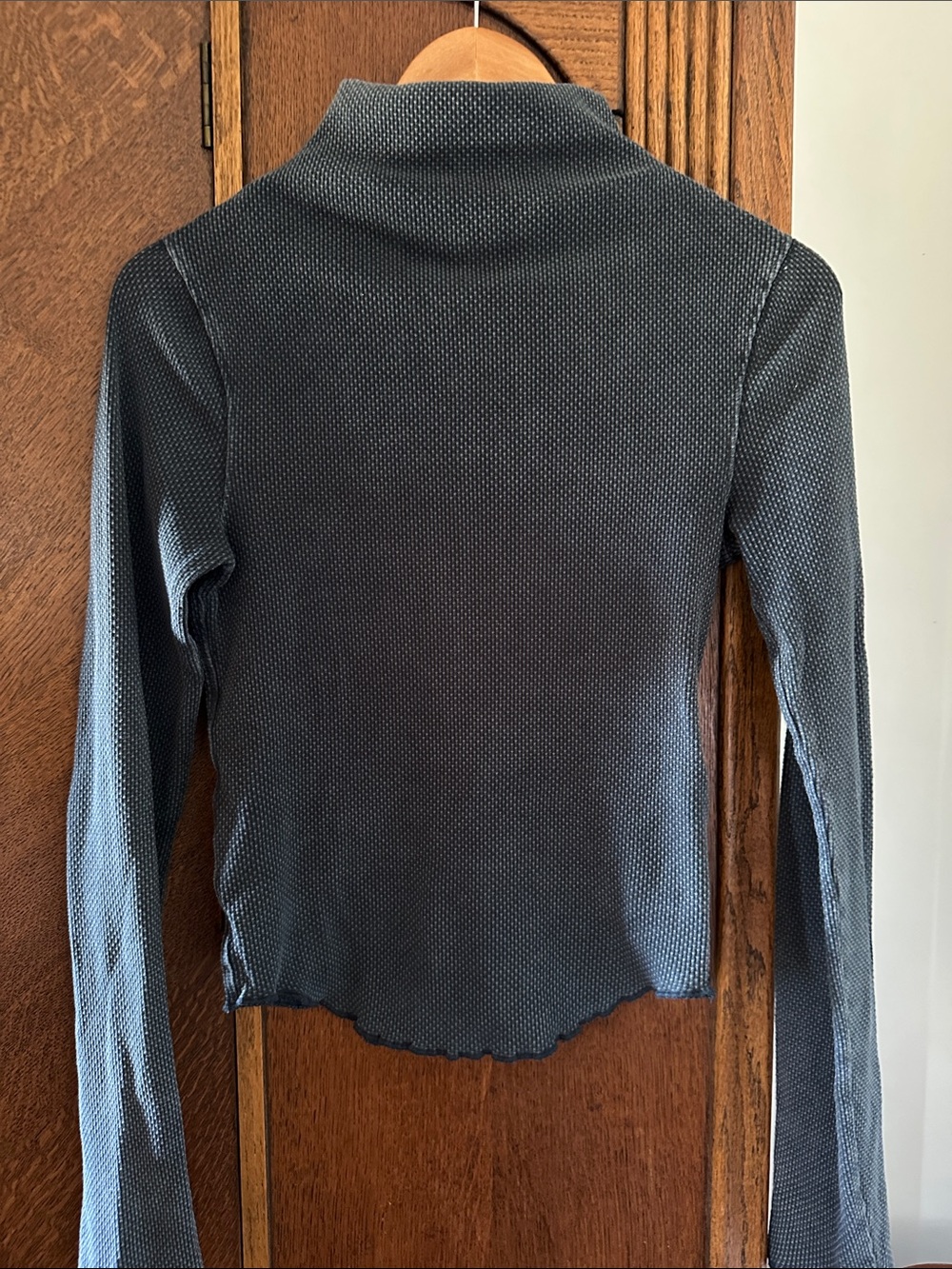 Free People We the Free | Waffle knit mock neck top turtleneck small blue